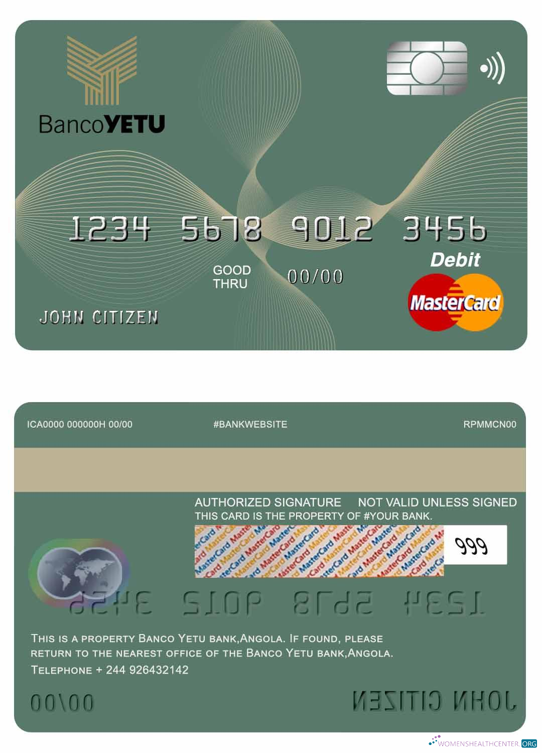 Download Angola Banco Yetu bank master debit card Photoshop template